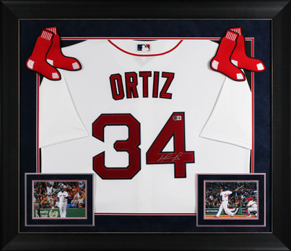 Red Sox David Ortiz Authentic Signed White Nike Framed Jersey BAS Witnessed
