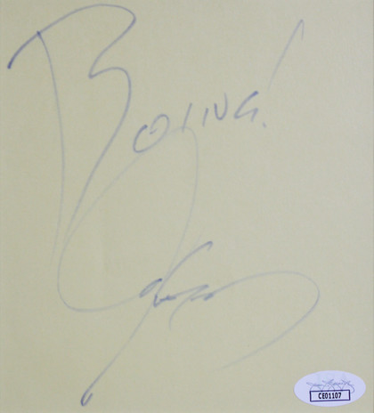 Jim Carrey The Mask "Boing!" Signed & Framed 5.5x6 Cut Signature JSA #CE01107