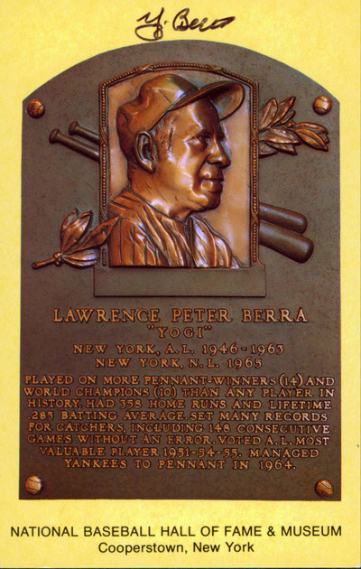 Yankees Yogi Berra Authentic Signed Postcard 3.5x5.5 Autographed BAS #BV70256