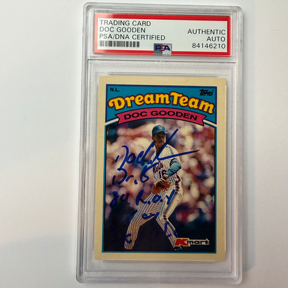 Dwight Gooden Signed 1989 Topps Kmart Dream Team #31 w/4 Insc PSA Auto Auth