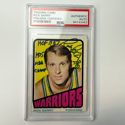Rick Barry Signed 1972-73 Topps #44 With 3 Inscriptions PSA Auto Authentic Version 2