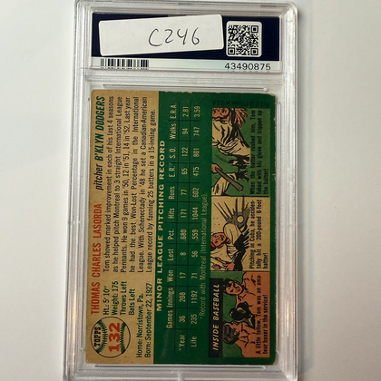 Tommy Lasorda Signed 1954 Topps Rookie #132 HOF 97 PSA 10 Auto Version 1