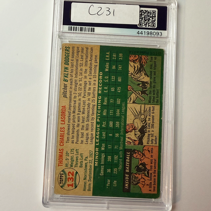 Tommy Lasorda Signed 1954 Topps Rookie #132 HOF 97 PSA 10 Auto Version 9