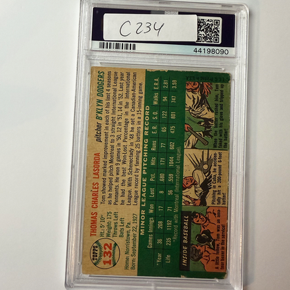 Tommy Lasorda Signed 1954 Topps Rookie #132 HOF 97 PSA 10 Auto Version 12