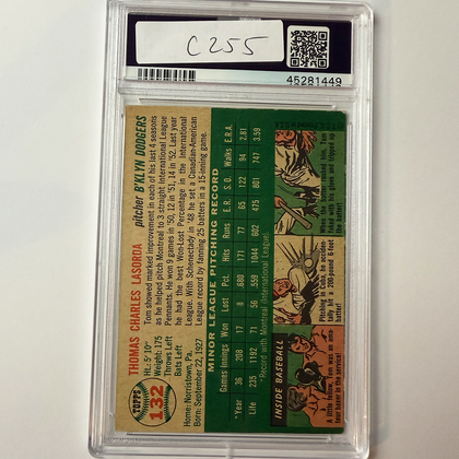 Tommy Lasorda Signed 1954 Topps Rookie #132 HOF 97 PSA 10 Auto Version 13