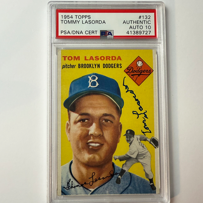 Tommy Lasorda Signed 1954 Topps Rookie #132 PSA 10 Auto Version 1