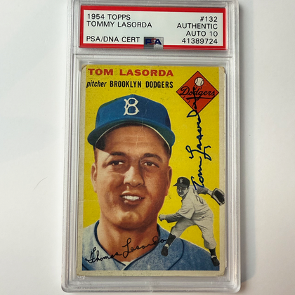 Tommy Lasorda Signed 1954 Topps Rookie #132 PSA 10 Auto Version 2