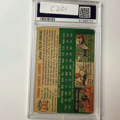Tommy Lasorda Signed 1954 Topps Rookie #132 PSA 10 Auto Version 3