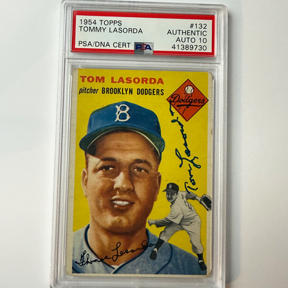 Tommy Lasorda Signed 1954 Topps Rookie #132 PSA 10 Auto Version 6