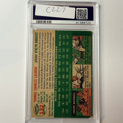 Tommy Lasorda Signed 1954 Topps Rookie #132 PSA 10 Auto Version 7