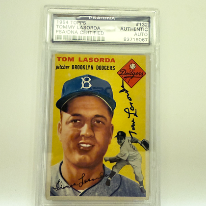 Tommy Lasorda Signed 1954 Topps Rookie #132 PSA Auto Authentic
