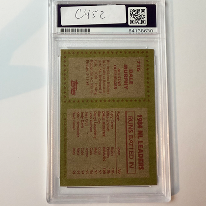 Dale Murphy Signed 1985 Topps #716 7X All Star PSA Auto Authentic