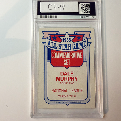 Dale Murphy Signed 1987 Topps Commemorative #7 w/2 Insc PSA Auto Authentic