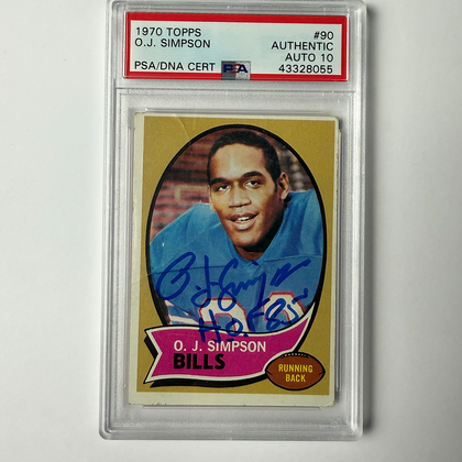 OJ Simpson Signed 1970 Topps ROOKIE #90 W/HOF 85 PSA 10 Auto Version 2