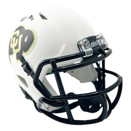Travis Hunter Signed Colorado Buffaloes Speed Mini White Football Helmet (Beckett)