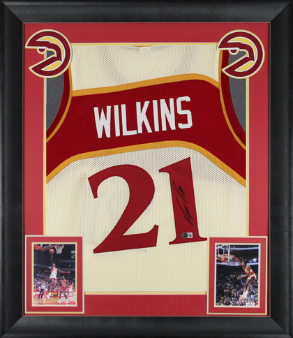 Dominique Wilkins Authentic Signed Cream Pro Style Framed Jersey BAS Witnessed