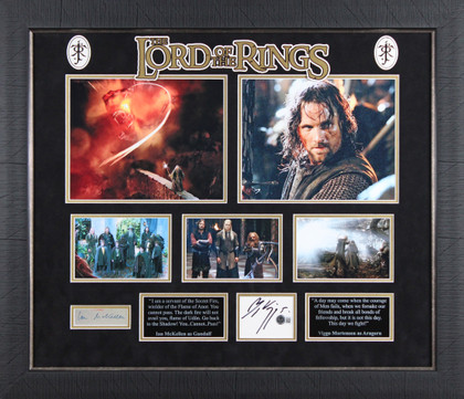 Ian McKellen & Viggo Mortensen Lord of the Rings Signed Framed Display BAS