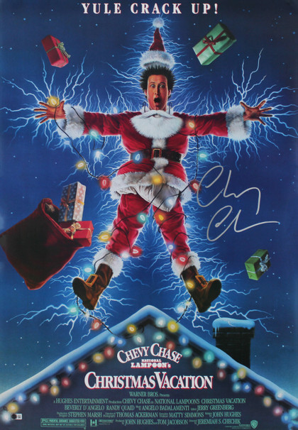 Chevy Chase Christmas Vacation Authentic Signed 27x39 Movie Poster BAS Witness