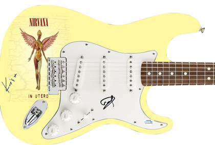 Nirvana Signed In Utero Album LP Cd Graphics Strat Guitar ACOA
