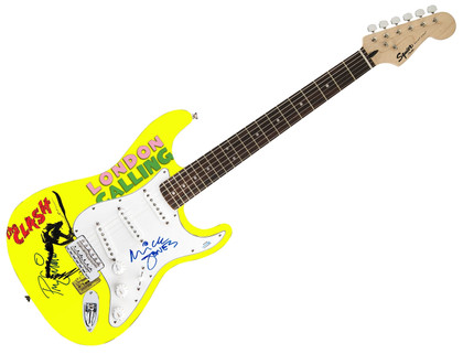 The Clash Signed Fender 1/1 London Calling Lp Cd Graphics Photo Guitar ACOA Version 1