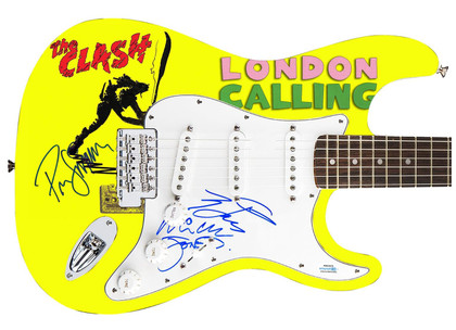 The Clash Signed Fender 1/1 London Calling Lp Cd Graphics Photo Guitar ACOA Version 4