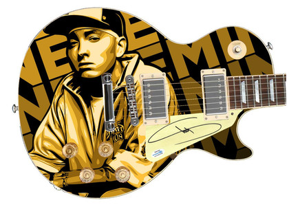 Eminem Signed Custom Graphics Photo Guitar Lp Cd Album ACOA