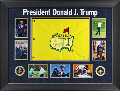 Donald J. Trump Authentic Signed & Framed Masters Pin Flag PSA/DNA #AP90009