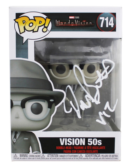 Paul Bettany WandaVision "Viz" Signed Vision #714 Funko Pop Figure BAS #BJ44775