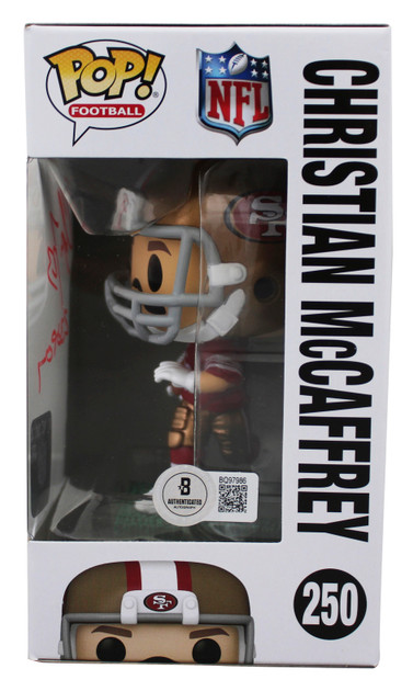 49ers Christian McCaffrey "23 OPOY" Signed #250 Funko Pop Figure BAS #BQ97986