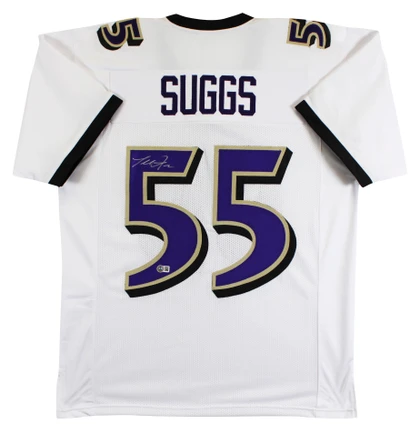 Terrell Suggs Authentic Signed White Pro Style Jersey Autographed BAS Witnessed