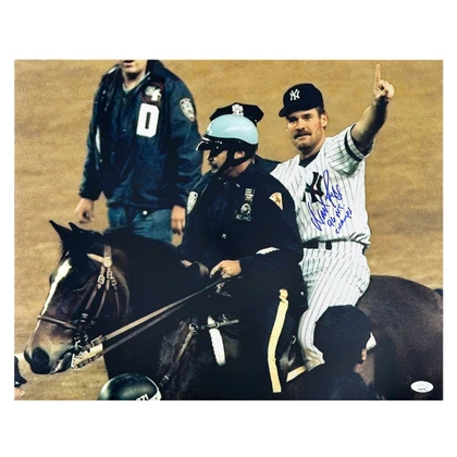 Wade Boggs Signed 96 WS Champs Inscription New York Pose 1 Baseball 16x20 Photo (JSA)