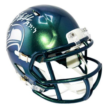Shaun Alexander Signed Psalm Inscription Seattle Seahawks Speed Rivalries Mini Football Helmet (Beckett)