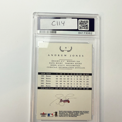 Andruw Jones Signed 2004 Fleer Inscribed #9 PSA Auto Authentic