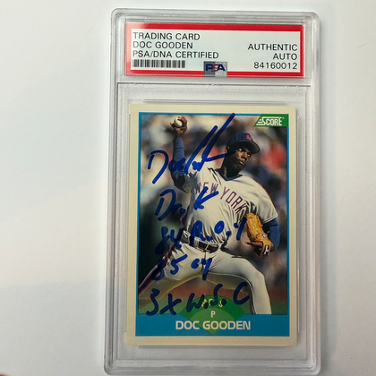 Dwight Gooden Signed 1989 Score #200 w/4 Inscriptions PSA Auto Authentic