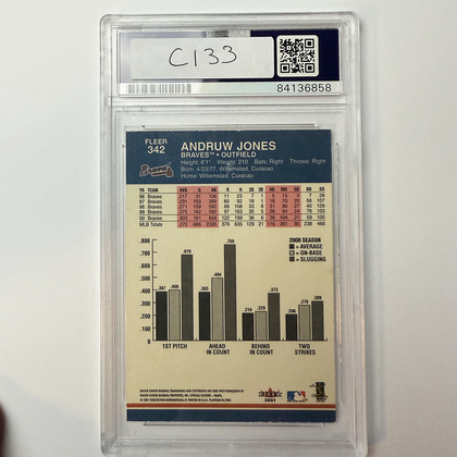 Andruw Jones Signed 2001 Fleer Platinum #342 PSA Auto Authentic