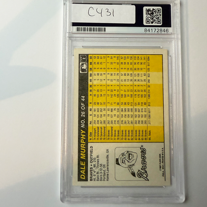 Dale Murphy Signed 1987 Fleer Award Winner #26 w/2 Inscriptions PSA Auto Authentic