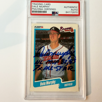 Dale Murphy Signed 1990 Fleer #591 w/2 Inscriptions PSA Auto Authentic