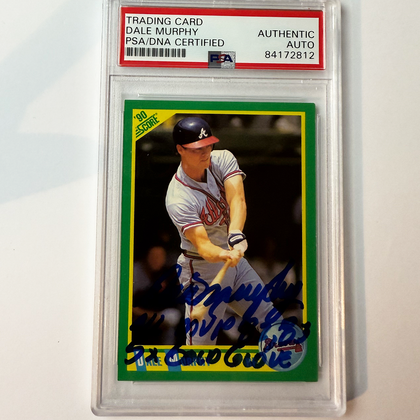 Dale Murphy Signed 1990 Score #66 w/2 inscriptions PSA Auto Authentic