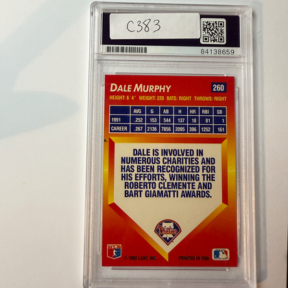 Dale Murphy Signed 1992 Donruss Triple Play #260 PSA Auto Authentic