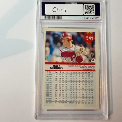 Dale Murphy Signed 1992 Fleer #541 w/2 Inscriptions PSA Auto Authentic