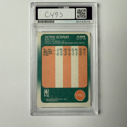 Dennis Rodman Signed 1988 Fleer #43 ROOKIE HOF 2011 PSA Auto Authentic Version 2