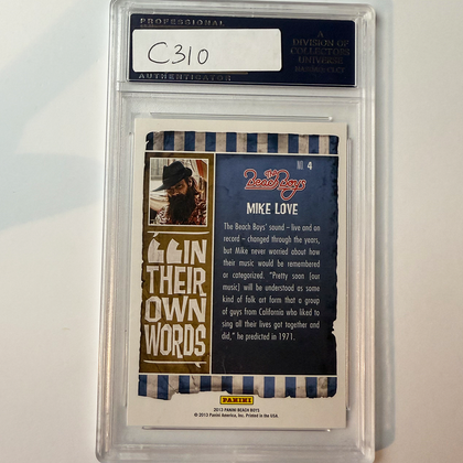 Mike Love Beach Boys Signed 2013 Panini Own words #4 PSA Auto Authentic