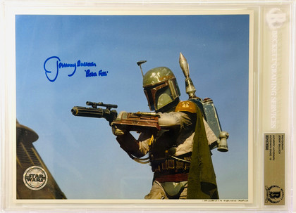 Jeremy Bulloch OFFICIAL Lucas Film W Insc Boba Fett" 8x10 GRADED 10