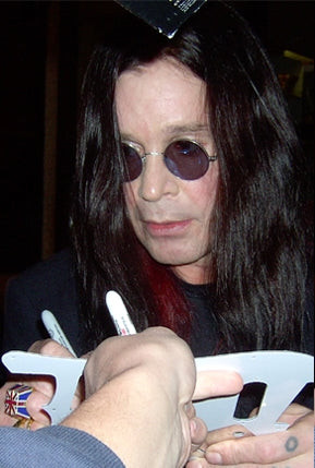 Black Sabbath Ozzy Osbourne Signed Graphics Photo Guitar BAS Witness