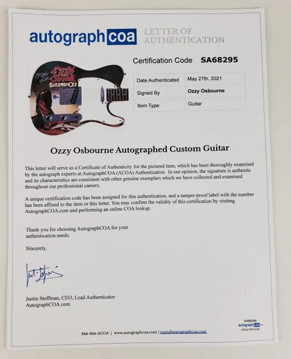 Ozzy Osbourne Autographed Blizzard Of Ozz Album Lp Graphics Photo Guitar BAS Wit
