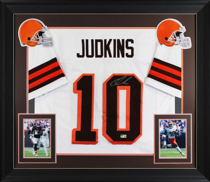 Quinshon Judkins Authentic Signed White Pro Style Framed Jersey BAS Witnessed