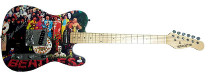Beatles Producer Geoff Emerick Signed Autographed Custom Graphics Photo Guitar