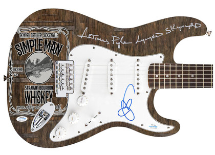 Lynyrd Skynyrd Johnny Van Zant Artimus Pyle Autographed Guitar Exact Proof ACOA