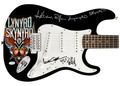 Lynyrd Skynyrd Artimus Pyle Signed Photo Graphics Guitar Exact Proof ACOA Version 3