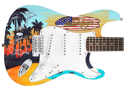 Beach Boys Johnston Marks Mike Love Autographed 1/1 Graphics Guitar ACOA Exact Proof